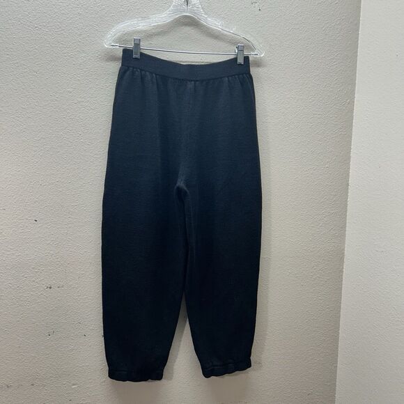St John Black Santana Knit Pants Wide Leg Pull On Sz 4 Barrel Vintage Cropped - Picture 6 of 9